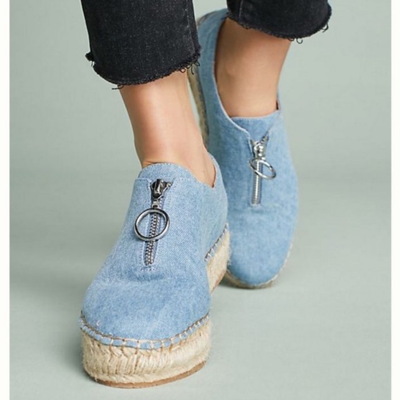 Anthropologie Shoes - Blue Canvas Jute Wrap Platform Espadrille Sneaker